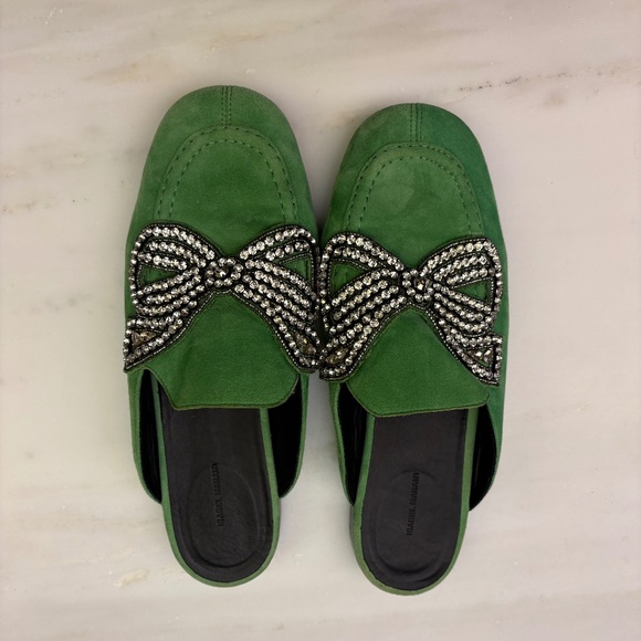 Isabel Marant Shoes - Isabel Marant Green Mules with Silver Embellishments